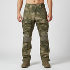 Men's Tactical Cargo Trousers with Knee Pads in Cotton Blend – Army Green B