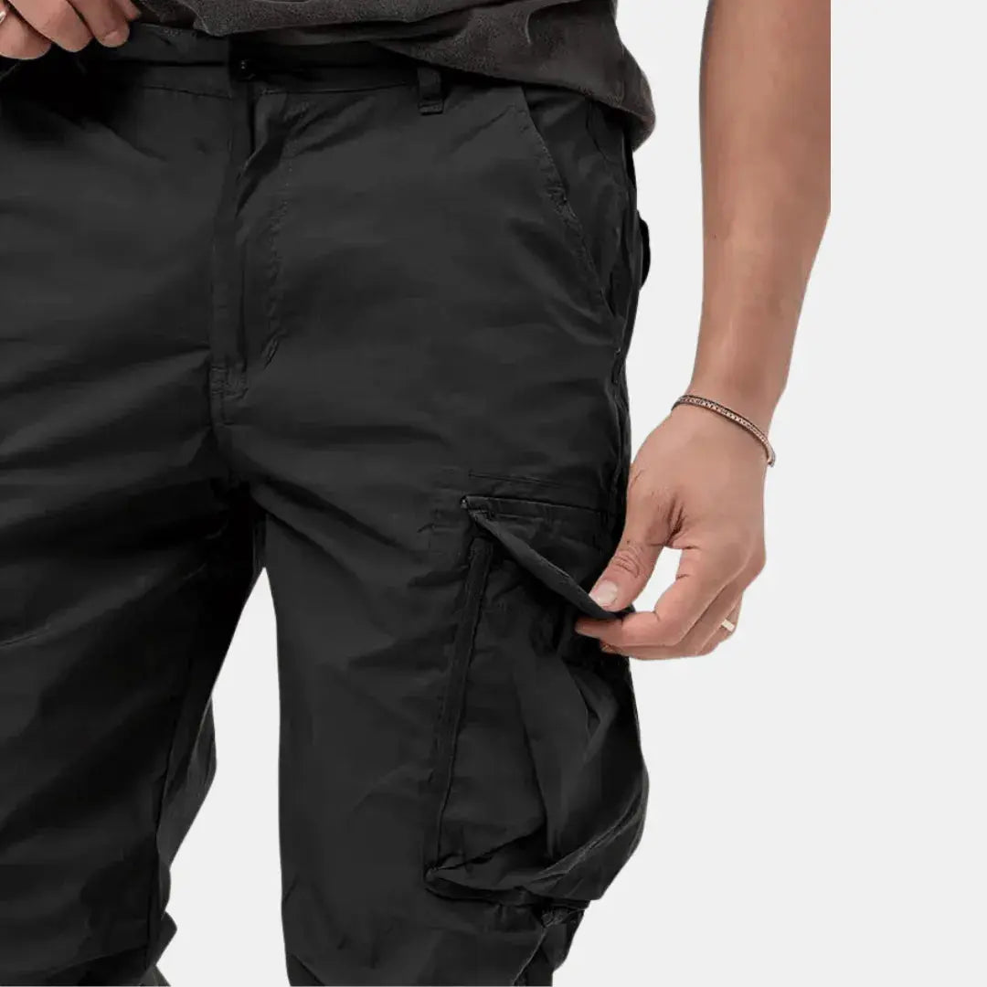 Men's Lightweight Tapered Cargo Joggers with Gathered Cuffs