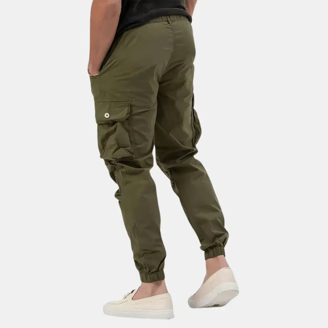 Men's Lightweight Tapered Cargo Joggers with Gathered Cuffs