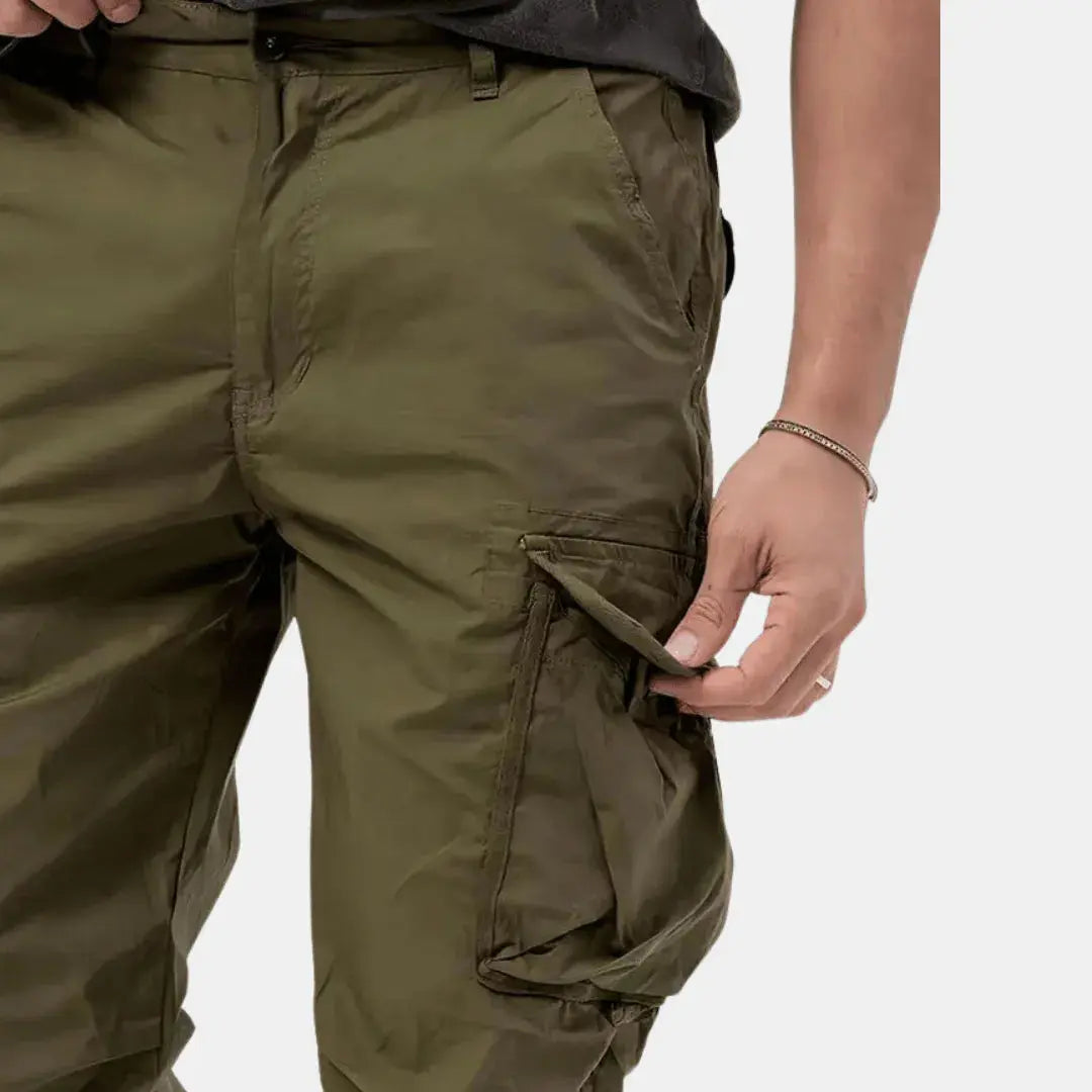 Men's Lightweight Tapered Cargo Joggers with Gathered Cuffs