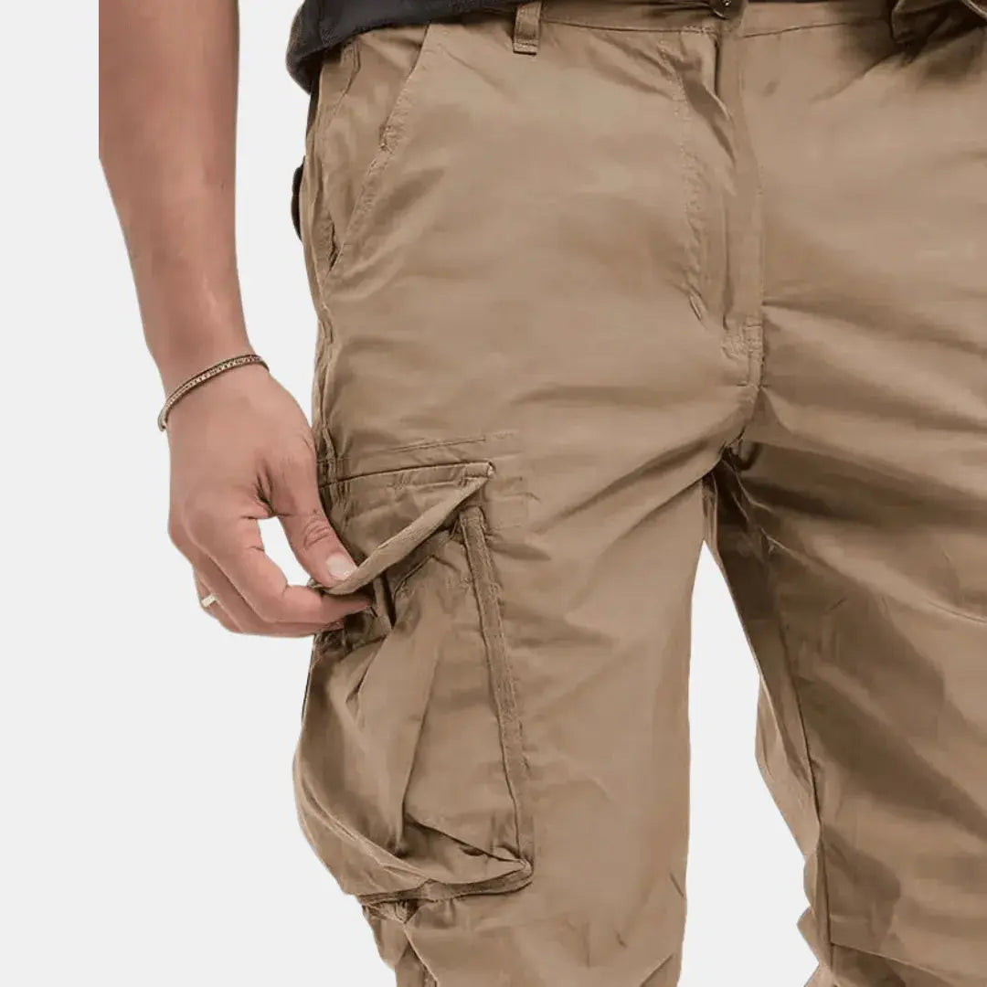 Men's Lightweight Tapered Cargo Joggers with Gathered Cuffs