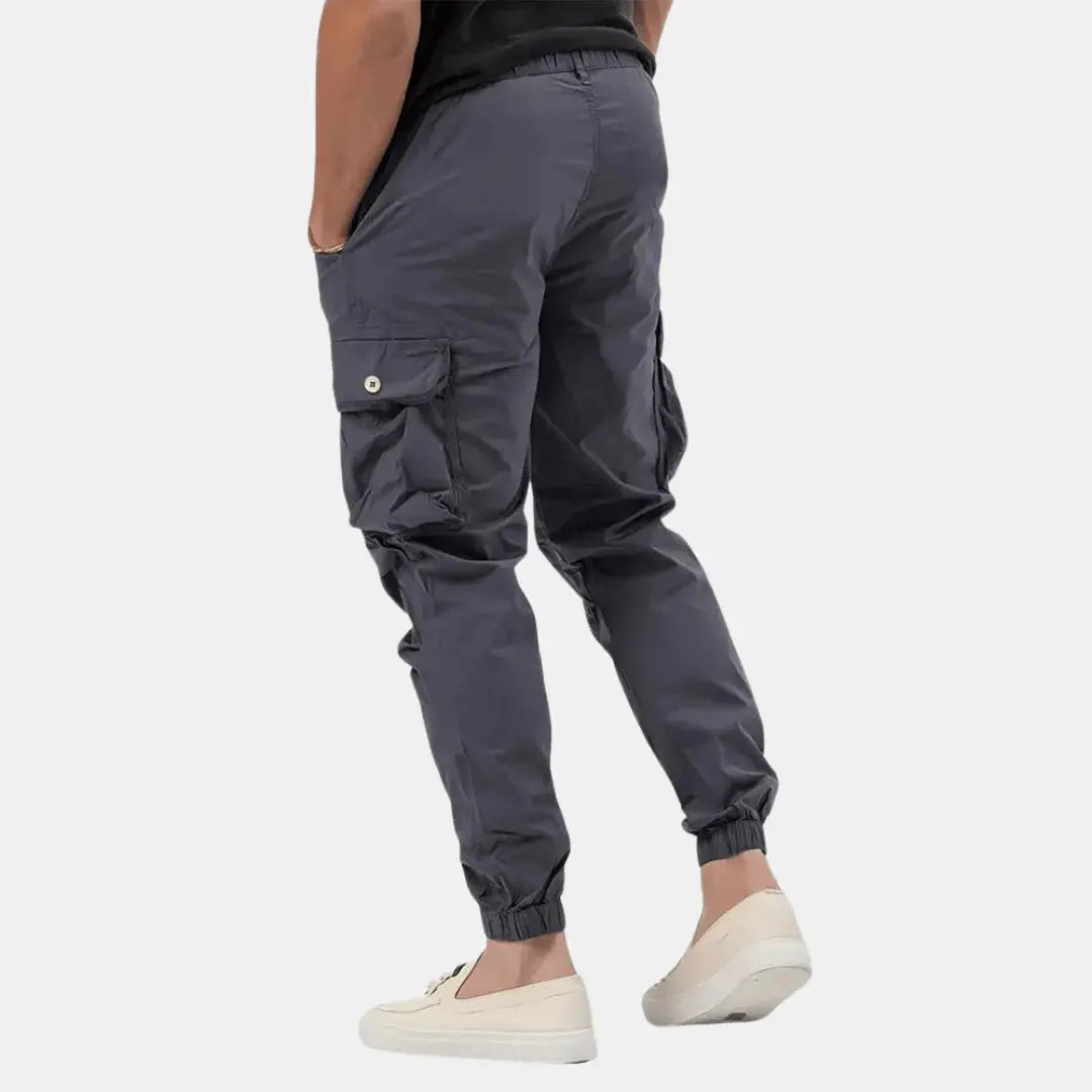 Men's Lightweight Tapered Cargo Joggers with Gathered Cuffs
