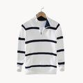 Men's Striped Quarter-Zip Jumper with Stand Collar – Black