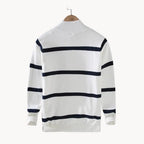 Men's Striped Quarter-Zip Jumper with Stand Collar
