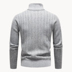 Men's Ribbed Knit Quarter-Zip Jumper with Stand Collar