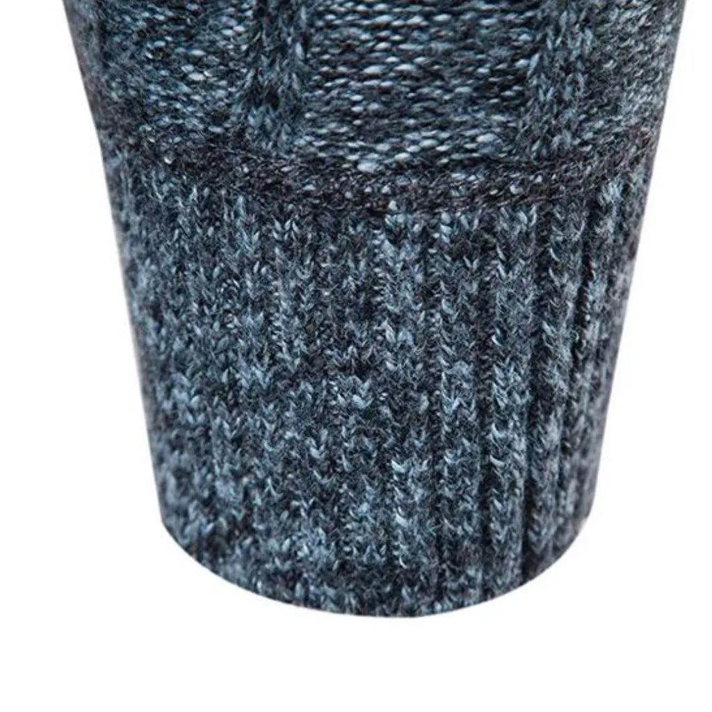 Men's Ribbed Knit Quarter-Zip Jumper with Stand Collar
