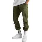 Men's Multi-Pocket Cargo Trousers with Adjustable Waist