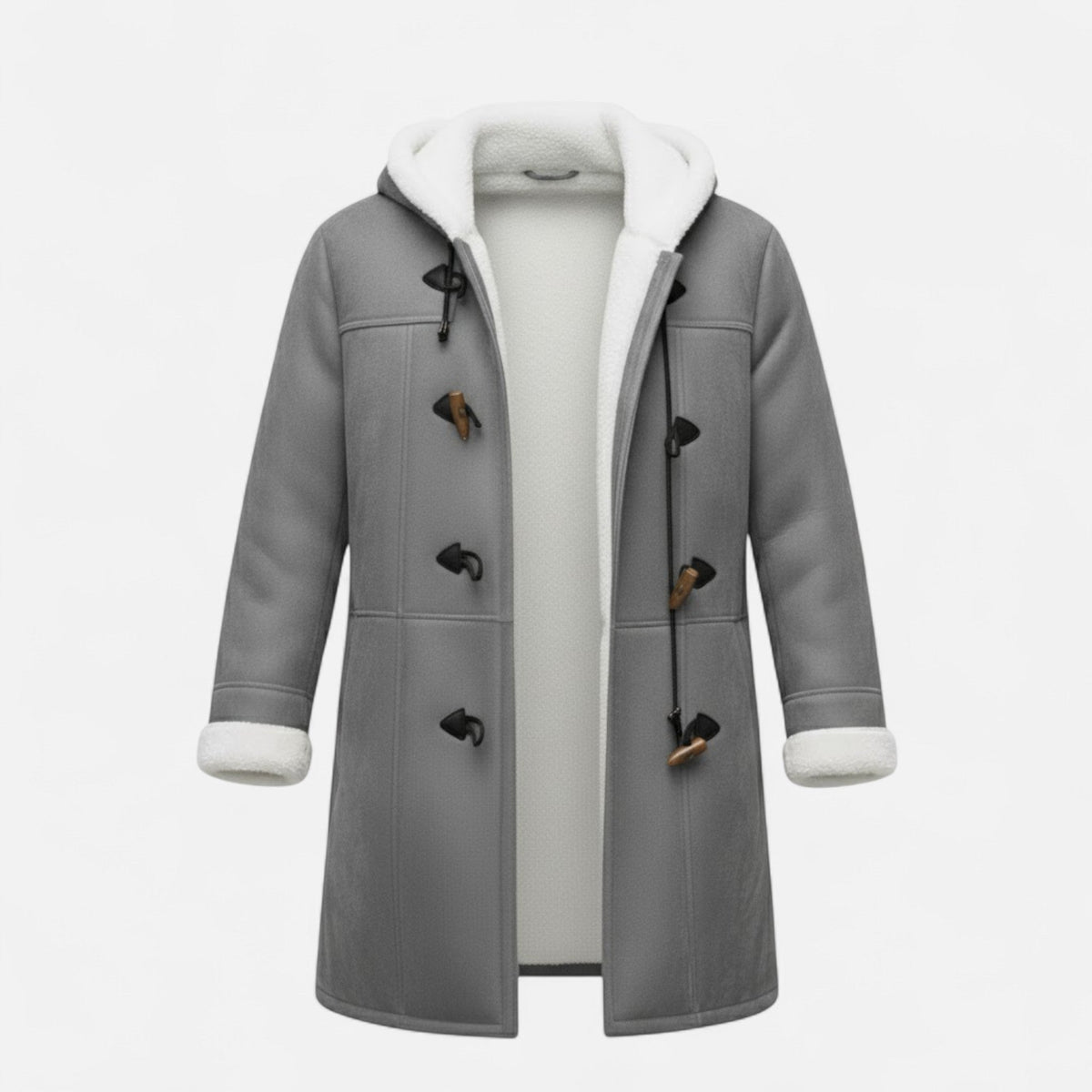 Women's Thick Winter Coat Hooded Button Fastening Pockets – Grey