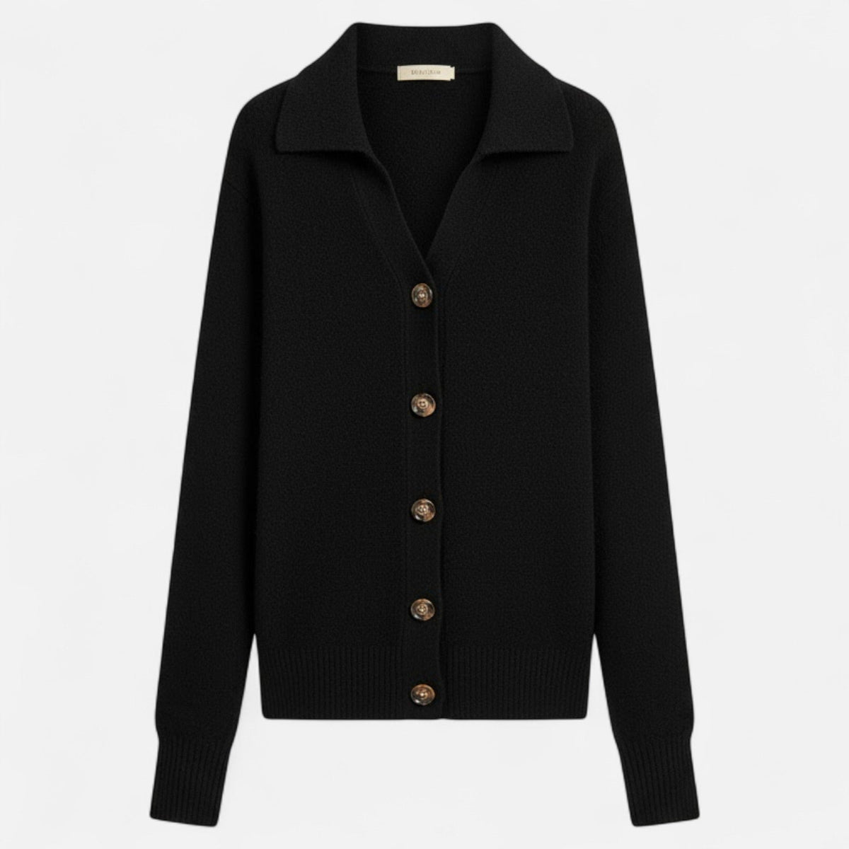 Women's Short Knit Coat Stand Collar Satin Lining – Black