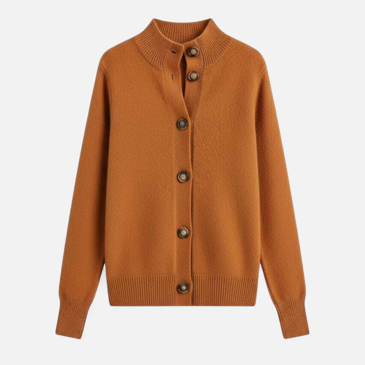 Women's Short Knit Coat Stand Collar Satin Lining – Caramel