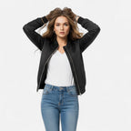 Women's Zip Bomber Jacket Smooth Shell Retro Cut