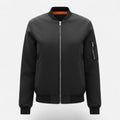 Women's Zip Bomber Jacket Smooth Shell Retro Cut – Black
