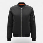 Women's Zip Bomber Jacket Smooth Shell Retro Cut – Black