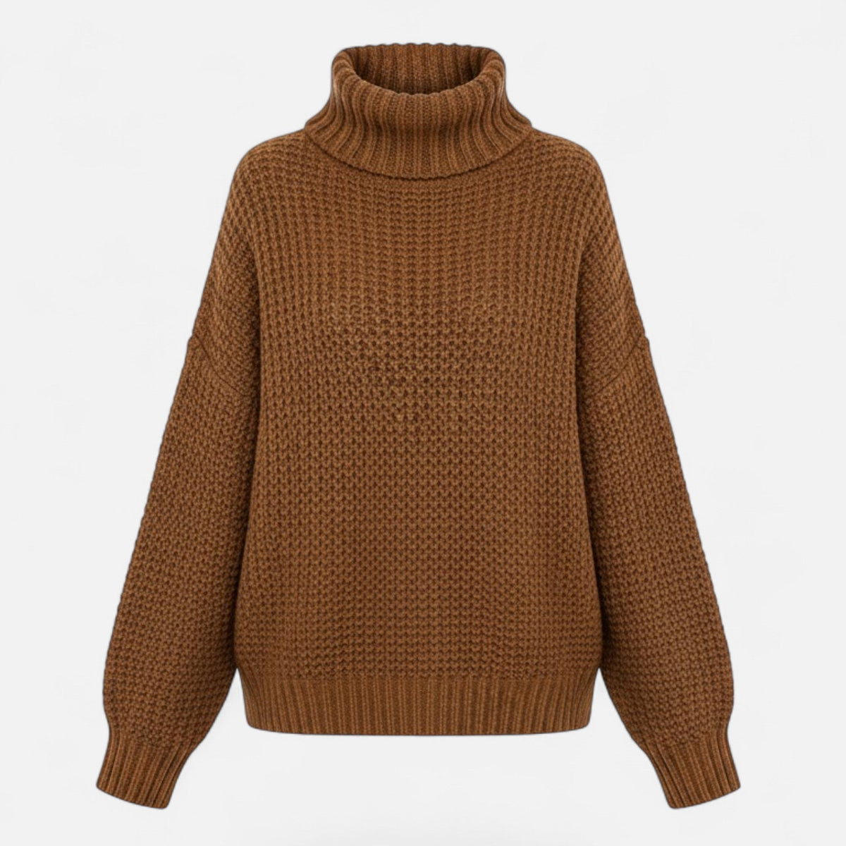 Women's Classic Roll-Neck Wool Blend Jumper – Caramel