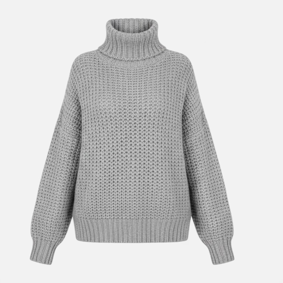 Women's Classic Roll-Neck Wool Blend Jumper – Grey