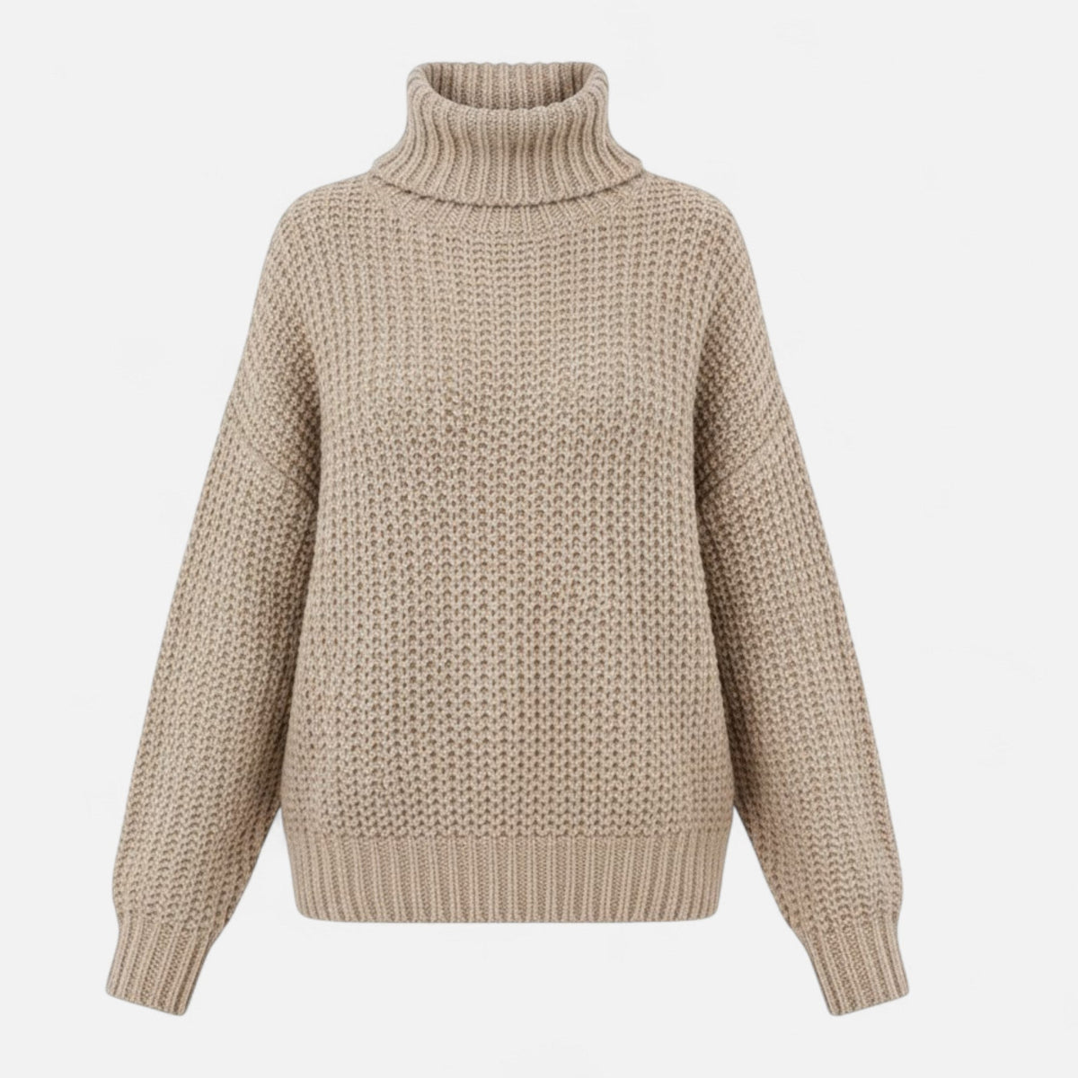 Women's Classic Roll-Neck Wool Blend Jumper – Khaki