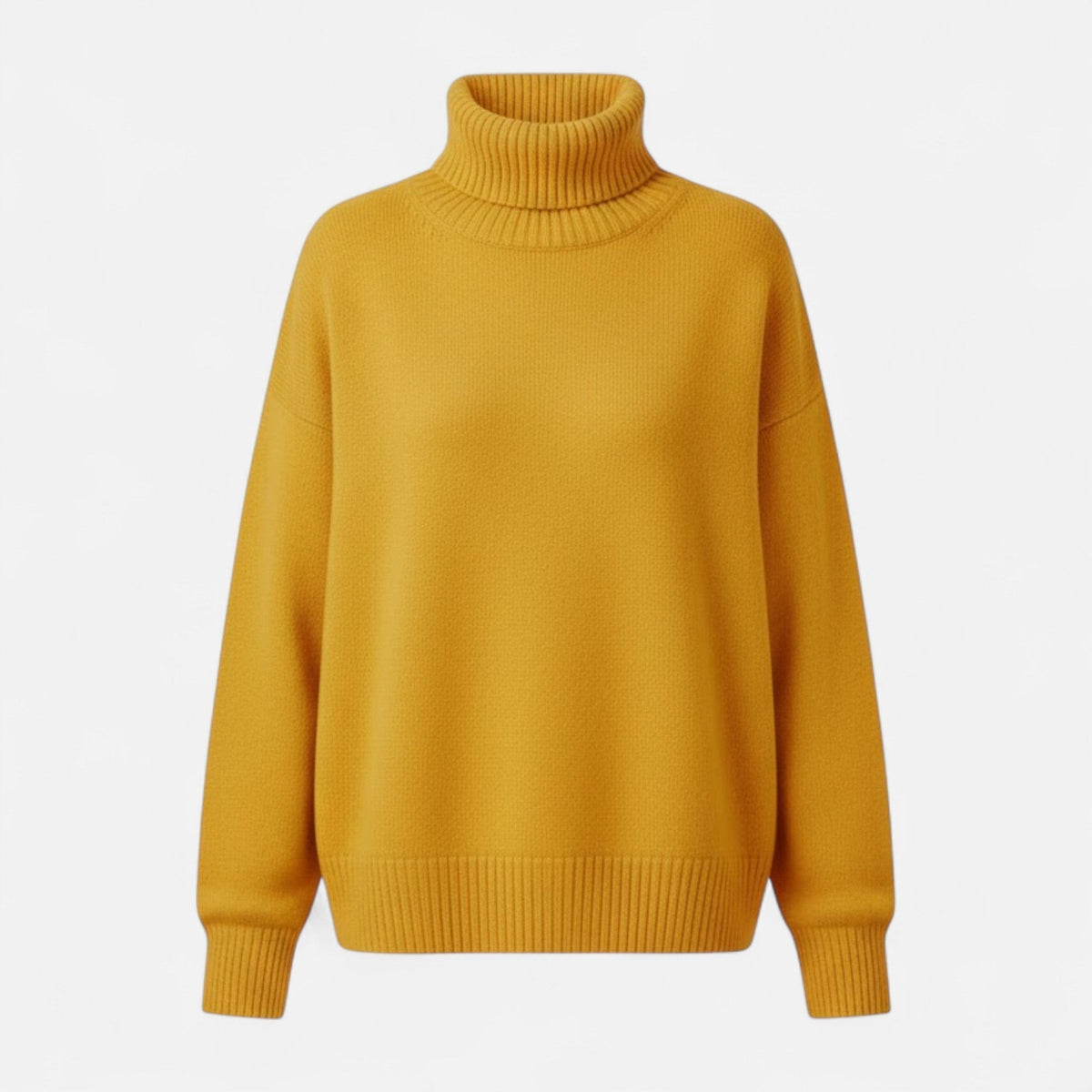 Women's Thick Knit Oversized Roll-Neck Jumper in Wool Blend – Yellow
