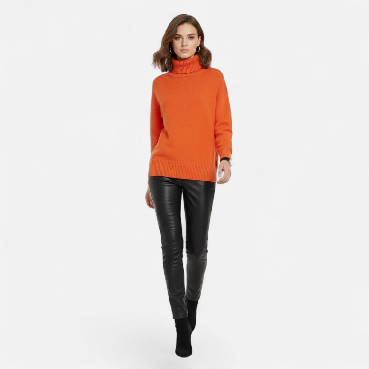 Women's Thick Knit Oversized Roll-Neck Jumper in Wool Blend
