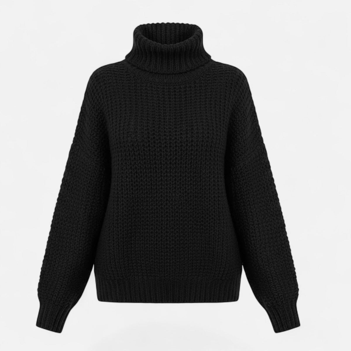 Women's Classic Roll-Neck Wool Blend Jumper – Black