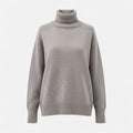 Women's Thick Knit Oversized Roll-Neck Jumper in Wool Blend – Grey