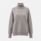 Women's Thick Knit Oversized Roll-Neck Jumper in Wool Blend – Grey
