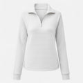 Women's Zip-Neck Knit Jumper with Stand Collar – White