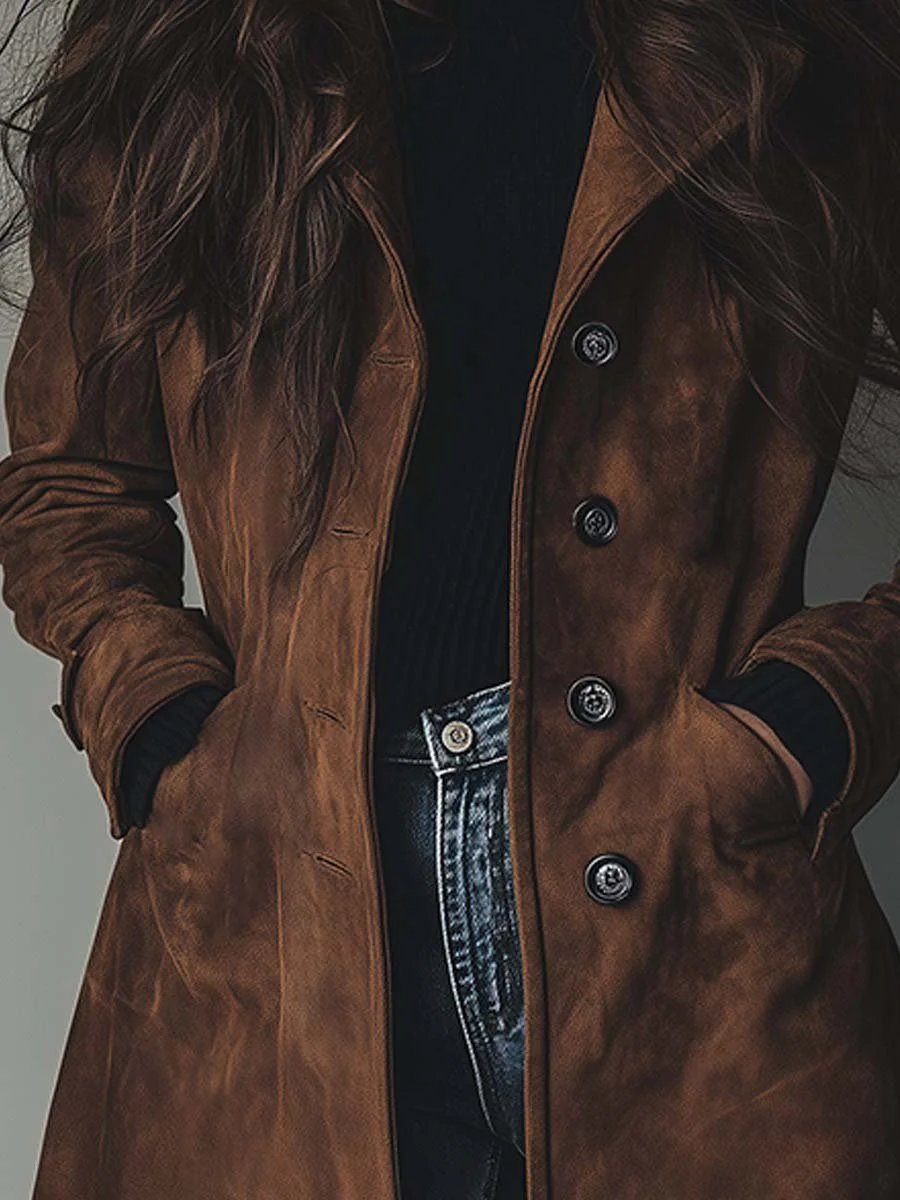 Women's Tailored Double-Breasted Longline Trench Coat