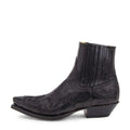 Men's Pointed Toe Western Leather Boots with Elastic Panels – Black