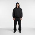 Men's Breathable Tracksuit Set with Oversized Hoodie and Joggers – Black