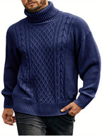 Women's Plus Size Cable Pattern Roll Neck Jumper