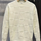 Women's Raised Check Knit Crew Neck Jumper - Off-white