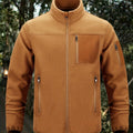 Women's Stand Collar Zip-Pocket Utility Jacket - Dark Brown