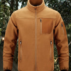 Women's Stand Collar Zip-Pocket Utility Jacket - Dark Brown