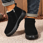Women's Thick-Sole Warm Lined Ankle Boots with Zip