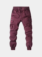 Men's Ribbed-Cuff Cargo Joggers with Layered Pocket Detailing