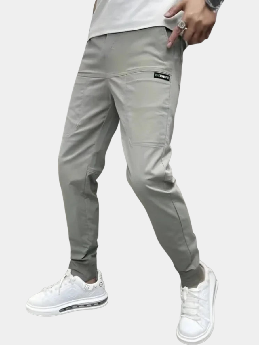 Men's Tapered Cargo Joggers with Ribbed Ankle Cuffs
