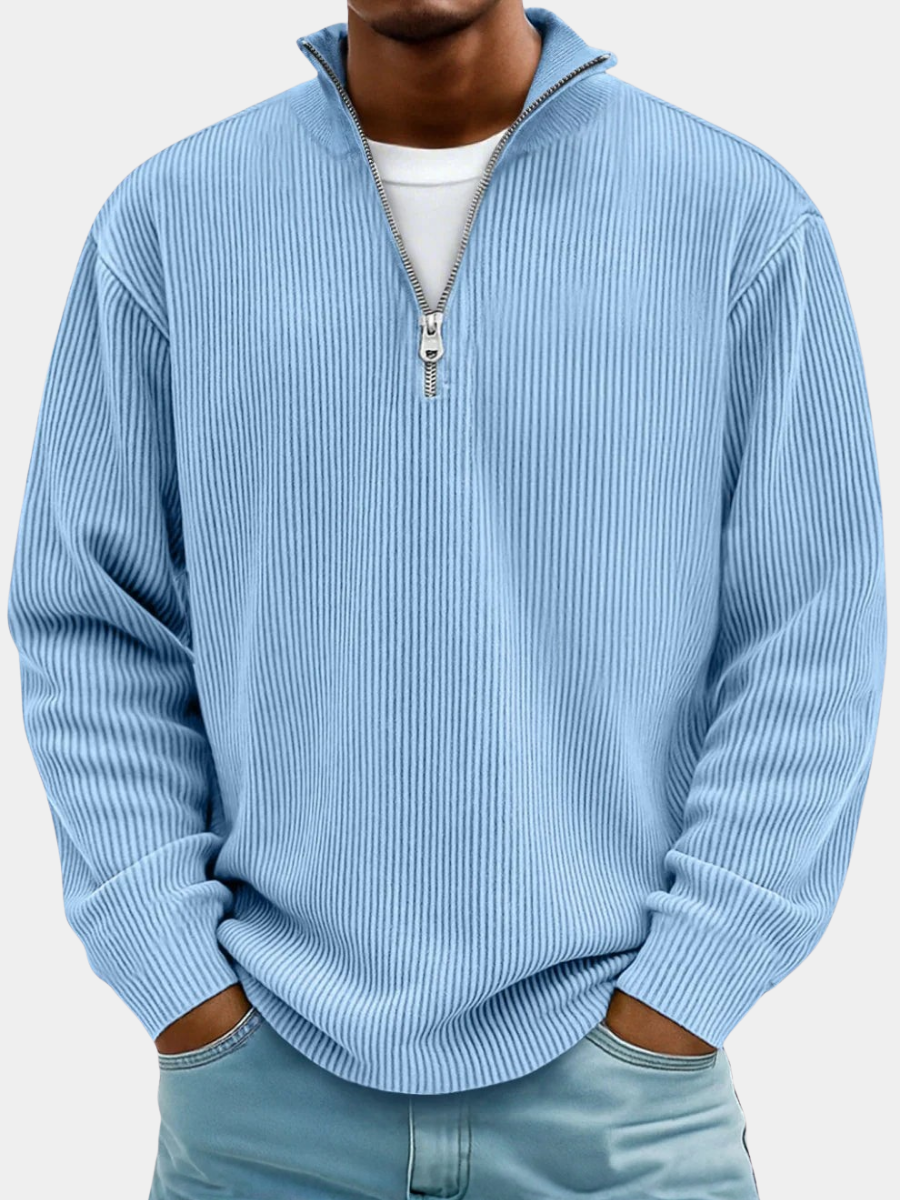 Men's Oversized Half-Zip Ribbed Sweat Top