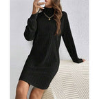 Women's Rib Knit Turtleneck Jumper Dress