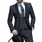 Men's Three-Piece Suit with Fitted Waistcoat