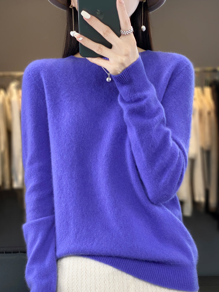 Women's Crew Neck Knit Jumper in Relaxed Fit – Light Purple