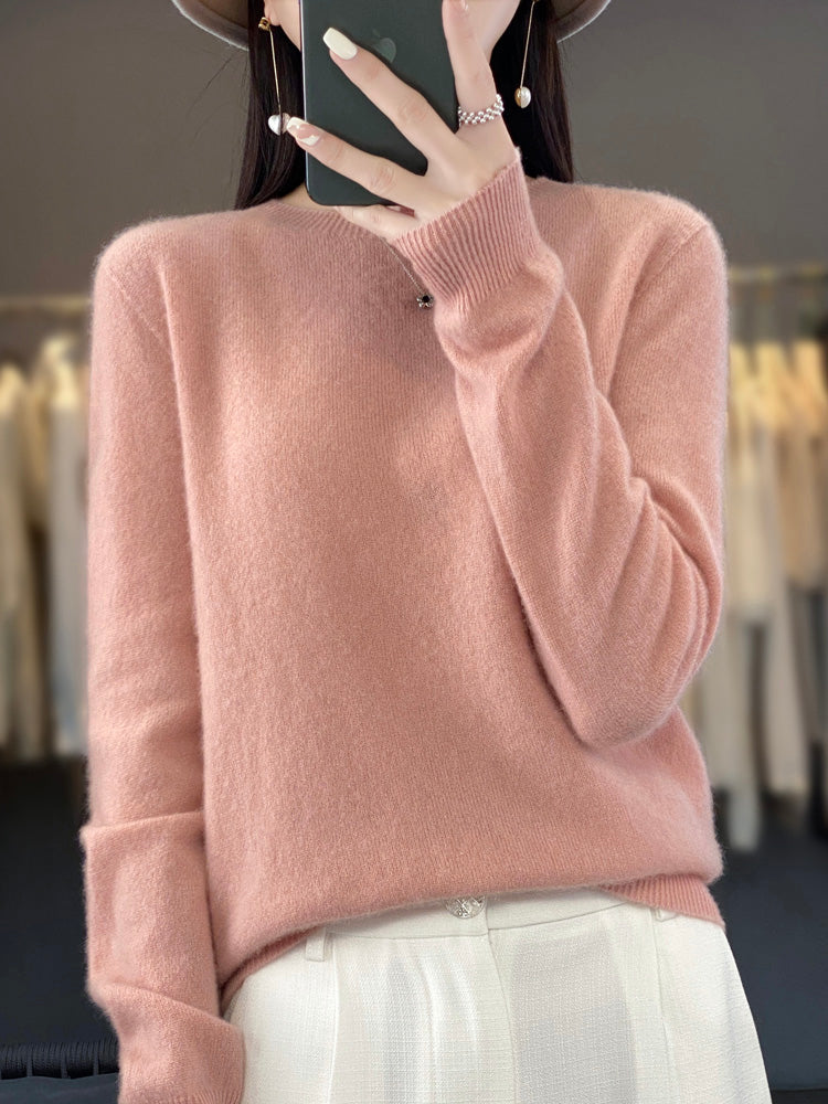 Women's Crew Neck Knit Jumper in Relaxed Fit