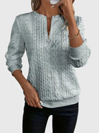 Women's Full Zip Cable-Knit Cardigan with Cropped Sleeves