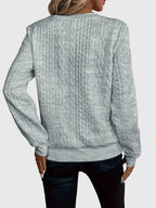 Women's Full Zip Cable-Knit Cardigan with Cropped Sleeves