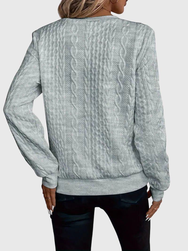 Women's Full Zip Cable-Knit Cardigan with Cropped Sleeves