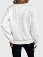 Women's Full Zip Cable-Knit Cardigan with Cropped Sleeves