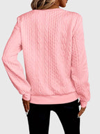 Women's Full Zip Cable-Knit Cardigan with Cropped Sleeves