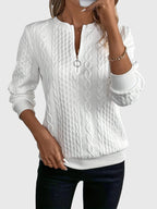 Women's Full Zip Cable-Knit Cardigan with Cropped Sleeves