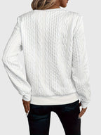 Women's Full Zip Cable-Knit Cardigan with Cropped Sleeves
