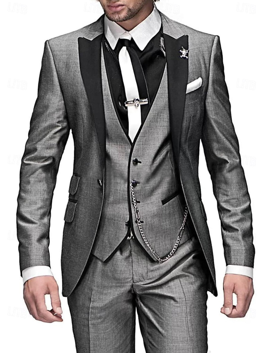 Men's Three-Piece Suit with Fitted Waistcoat