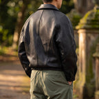 Men's Zip-Front Leather Jacket with Cotton Lining